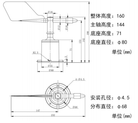 聚英风向传感器结构图 聚英风向传感器结构图